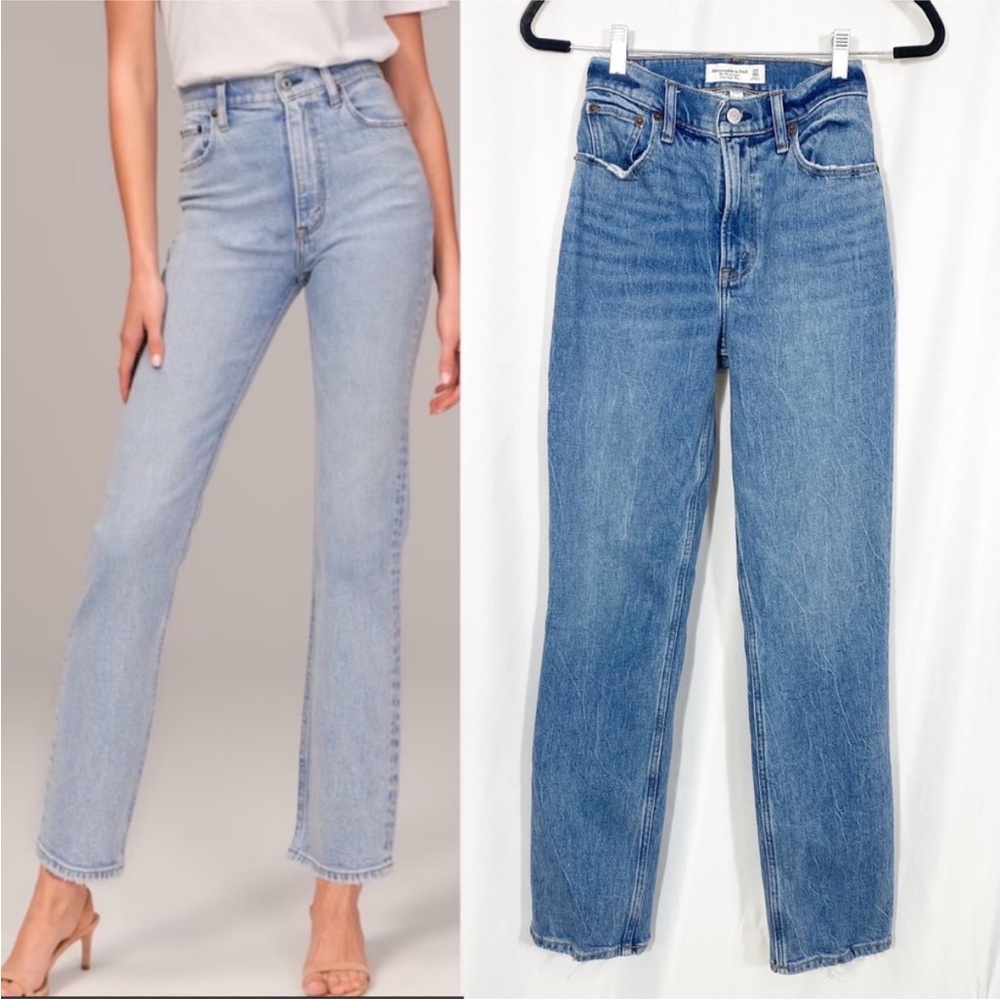 Abercrombie & Fitch Curve Love Ultra High Rise 90s Straight Jeans Medium Wash